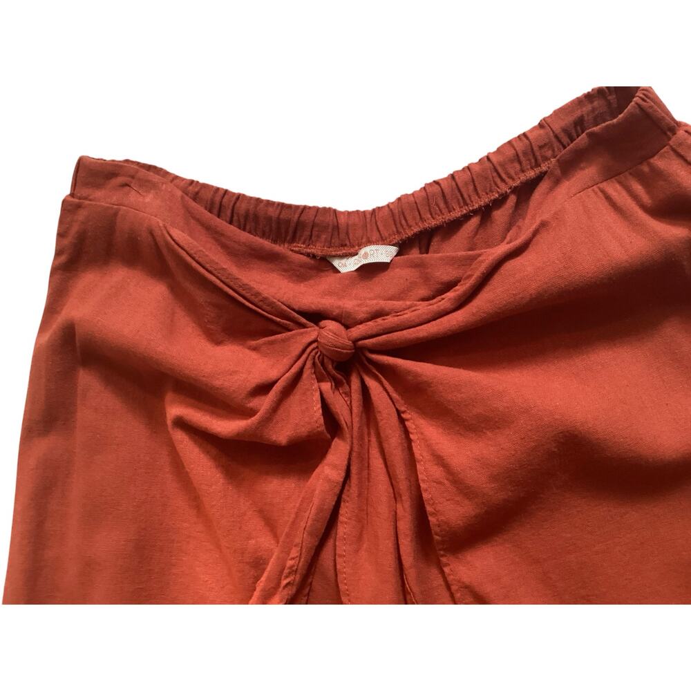 C&A boho-chic resort wear wrap pull on tie front tulip leg pants terracotta sz L - Picture 4 of 6